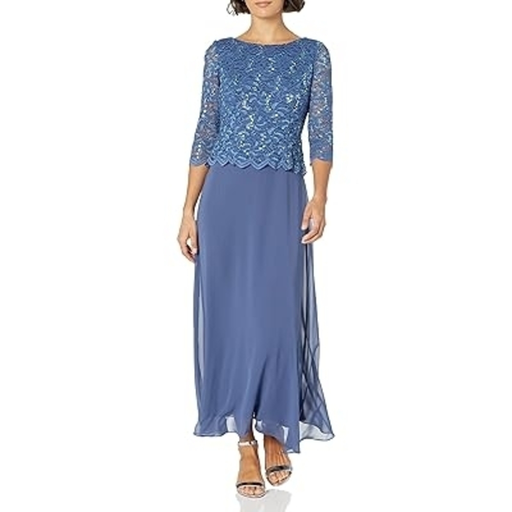 Alex Evenings Navy Lace Dress
